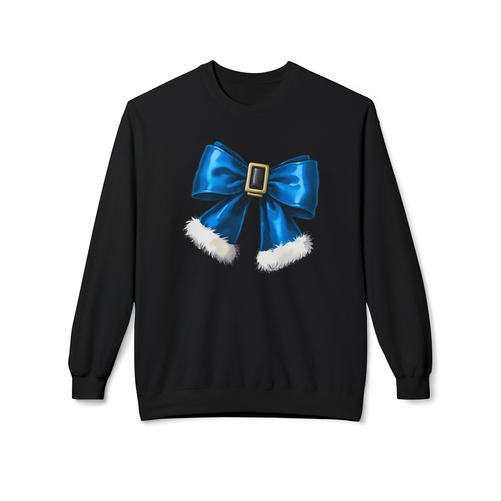 Festive Blue Bow Crewneck Sweatshirt